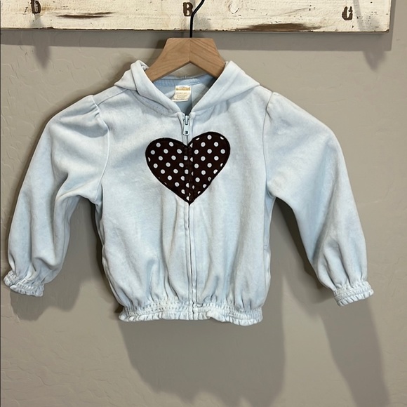 Vintage Gymboree Hoodie Coat Girls Best Friend Blue Hoodie Polka Dot Y2K Zip Up - Picture 1 of 9